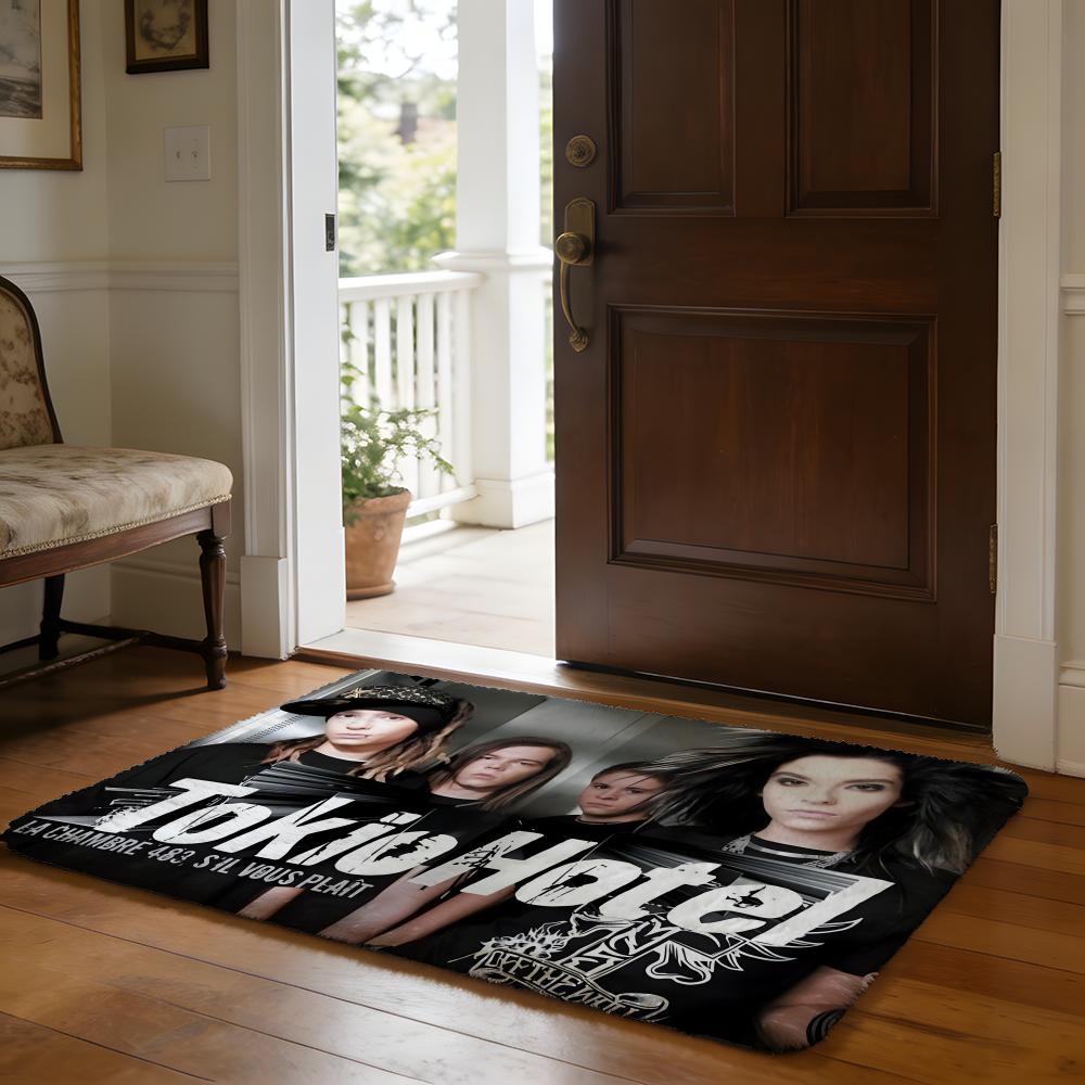 Tom KKaulitz TTokio HHotel Band Floor Mat Soft Flannel Absorbent Mat Non-Slip Rug Home Bedroom Bathroom