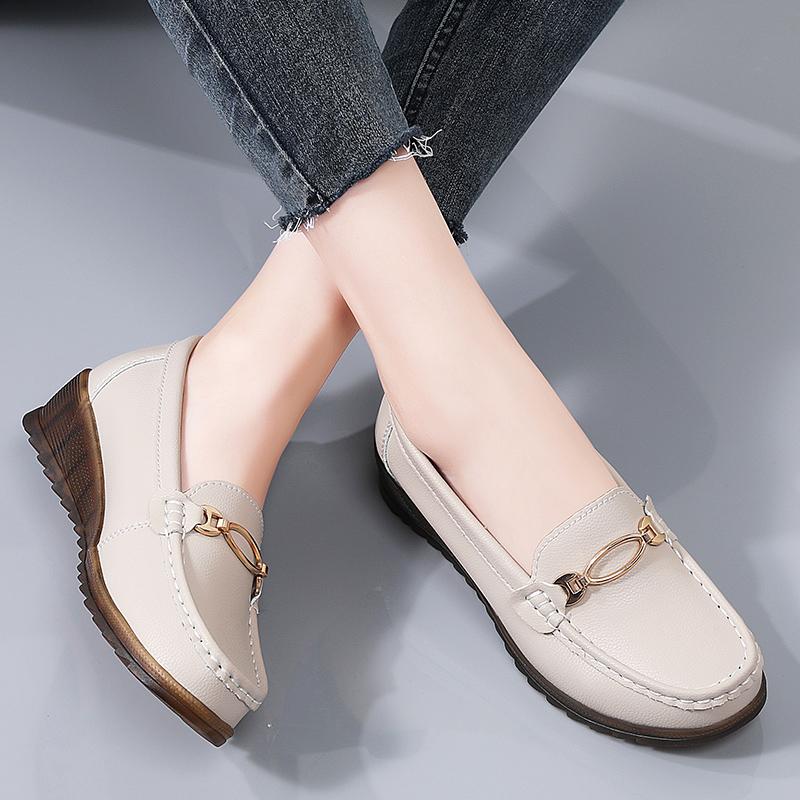 Women's Black Loafers Moccasins Casual Slip On Grey Flats Walking Shoes for Mother Plus Size