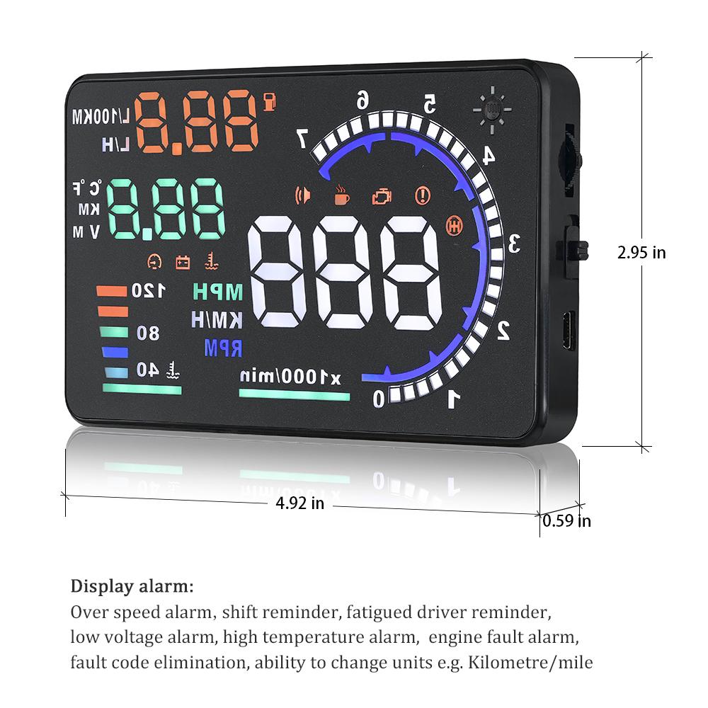 5.5'' OBD Car Head Up Display A8 Windshield Speed Projector For HUD Speed Water Temp RPM Voltage Digital Speedometer Gauge