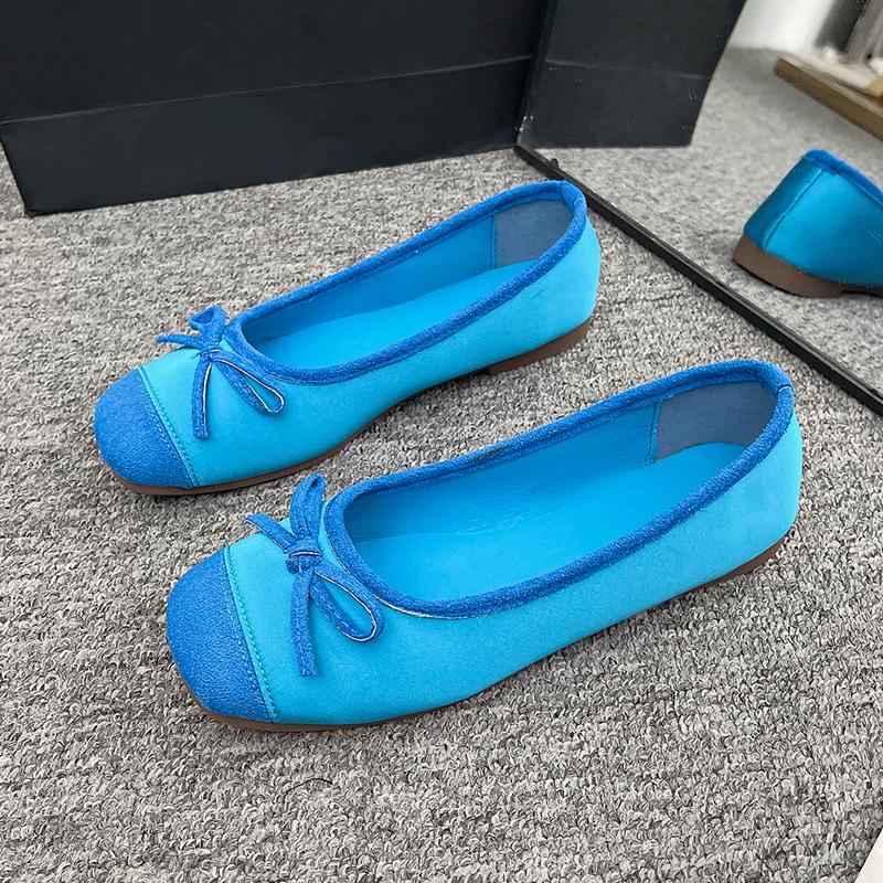 Square Ballet Shoes Women's 2025 New Sweet Flat Soft Bottom French Retro Leather Shallow Mouth Shoes Zapatillas Mujer