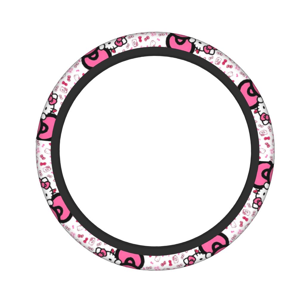 Kittys Cartoon Car Steering Wheel Cover 38cm Steering Wheel Protective Cover Auto Decoration Interior Accessories