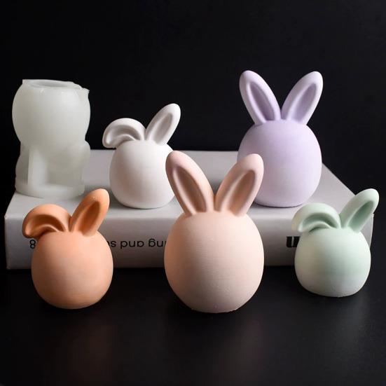 Ostereier-Hase Silikonform DIY gesichtsloser Hase Harz Gips Bastelform Flexibel Wiederverwendbar Kerzenform für Feiertagsdekoration