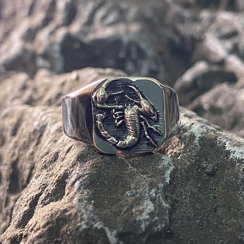 Scorpion Pattern Animal Vintage Stainless Steel Ring Punk Gothic Style Gold Steel Color Unisex Retro Fashion Metal Wholesale