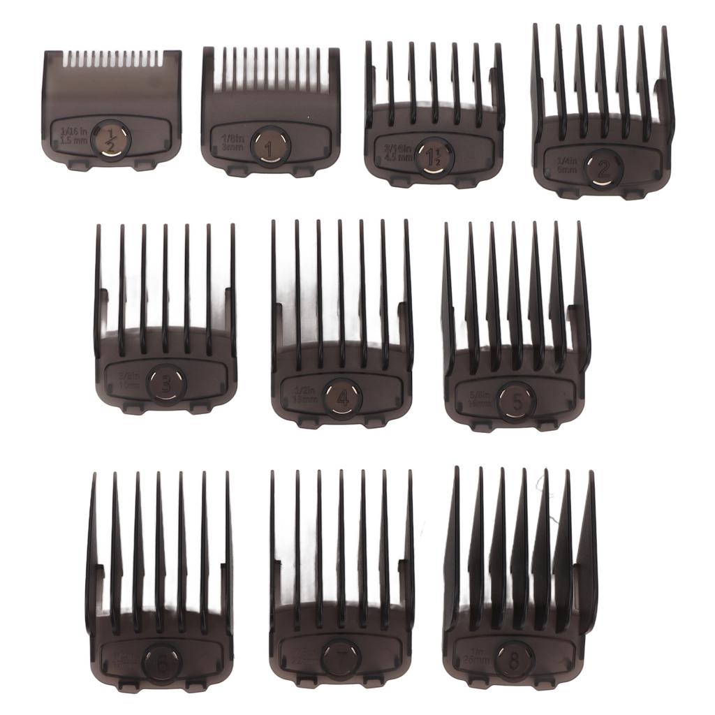 10pcs Hair Clipper Combs Guides Fully Compatible Attachment Professional Lightweight Hair Trimmers Cutting Guides Black