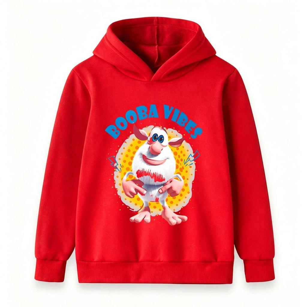 Modischer Kinder Hoodie, Pullover Sweatshirt mit Muster aus Cartoon Monster Charakter und blauem Sloganwort-Dekor, Herbst Winter Freizeit Sport Langarm Oberteil