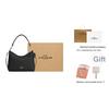 Coach Laurel 31 Logo Reißverschluss Kieselsteinleder Tragetasche Crossbody Umhängetasche Große Damen Taschen Gold Schwarz CR148-IMBLK