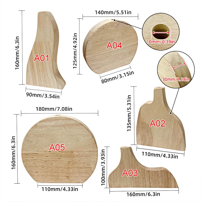 Handgefertigte Vase Gastfamilie Natürliche Materialien Retro Holz Heimdekorationen Blumenkunst DIY Handwerk Wohnzimmer 4 Stile