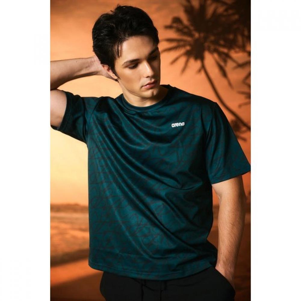 Arena Men S Relaxed Fit Short Sleeve raSh Guard  a6Sm1rr01 Dgn DARK GREEN/100