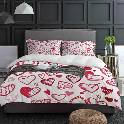 Juego de Ropa de Cama Corazón Amor 3 Piezas Niños Niñas Funda Nórdica Funda de Almohada Niños Adultos Funda de Colcha Juego para Cama Doble Textil para el Hogar