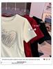 Plus Size Women's Buckle Letter Print Short Sleeve T-shirt: 2025 Summer Loose, Slimming, Casual, Versatile Top