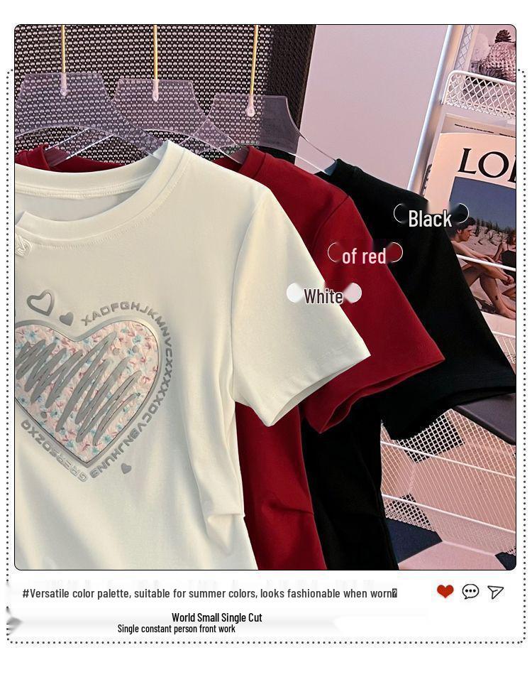 Plus Size Women's Buckle Letter Print Short Sleeve T-shirt: 2025 Summer Loose, Slimming, Casual, Versatile Top