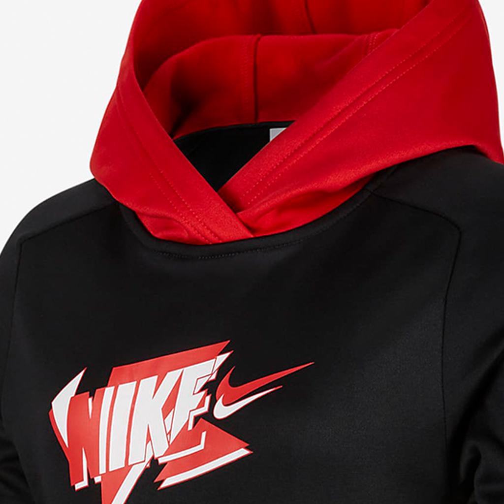Nike Hoodie Multi Color Letter Print Hooded Casual Fleece Kids Hoodies Black FJ6050-011