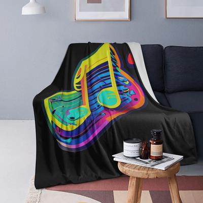 Colorful Musical Note Music Score Blankets Soft Warm Flannel Throw Blanket Plush for Bed Living Room Picnic Travel Home Sofa