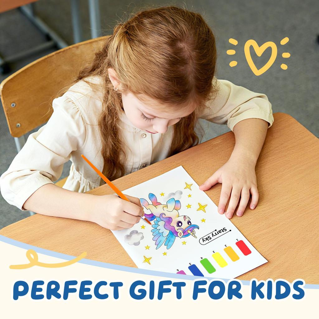 YPLUS Watercolor Painting Book for Toddlers Reusable Watercolor Paper Includes Brush Painting and Craft Gift Unicorn (Ages 3+) - - - -