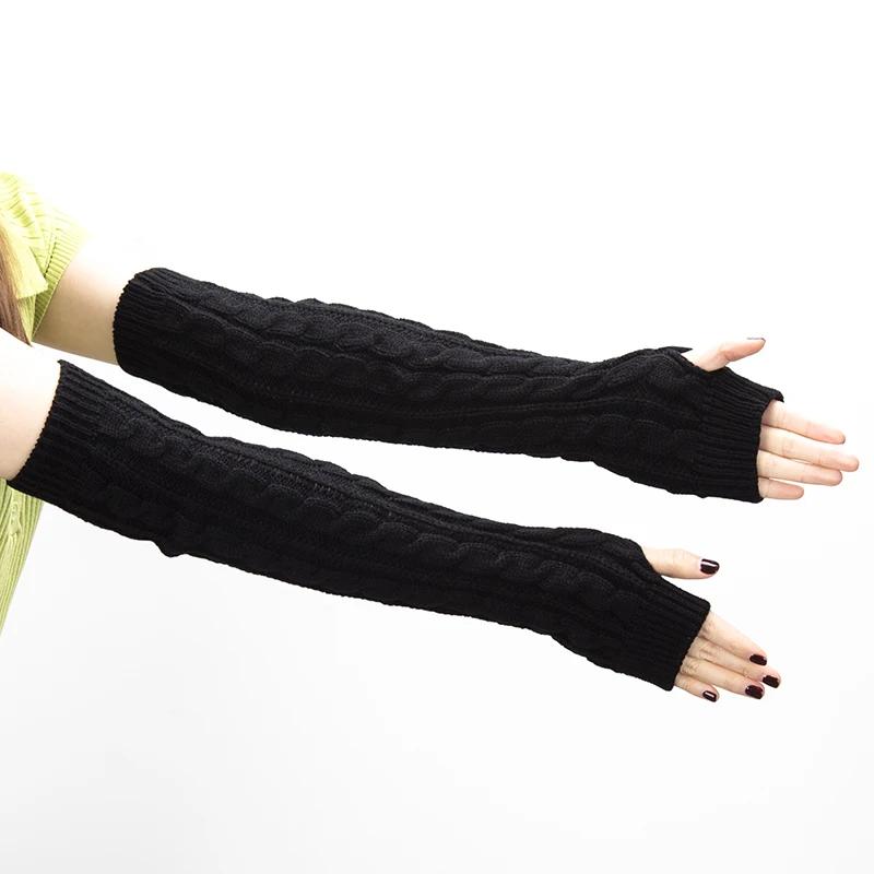 Women's Winter Mitten Knitted Arm Warmers Long Fingerless Gloves Wrist Elbow Oversleeves Soft Girls Clothes Punk Gothic Gloves
