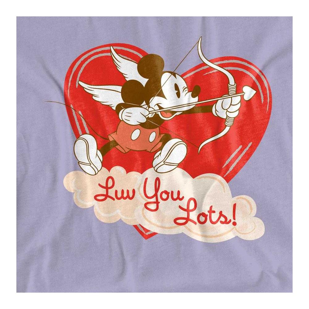 Disney Womens/Ladies Luv You Lots! Mickey Mouse Vintage Valentine`s Day T-Shirt