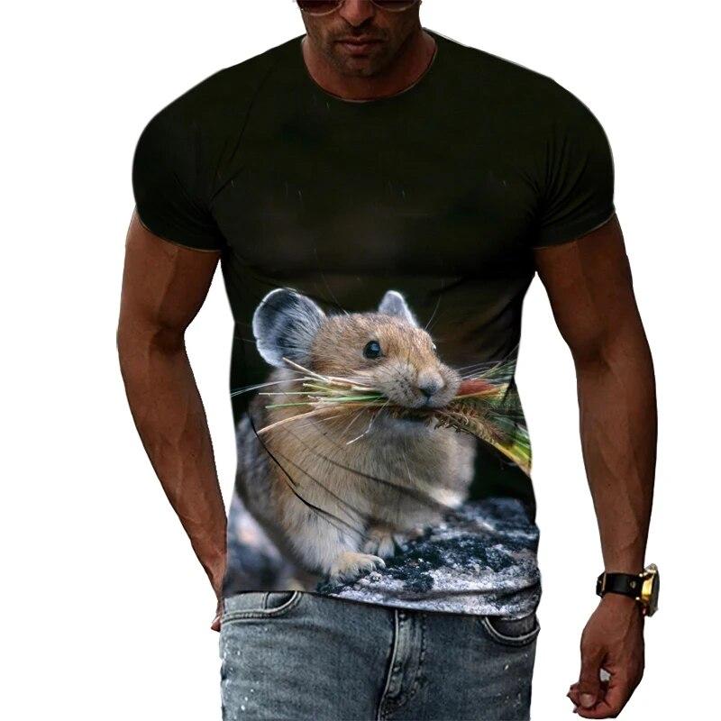 

Летняя мужская футболка с 3D принтом и коротким рукавом, милый животный принт, с круглым вырезом, мужская 3d Harajuku XS-6XL