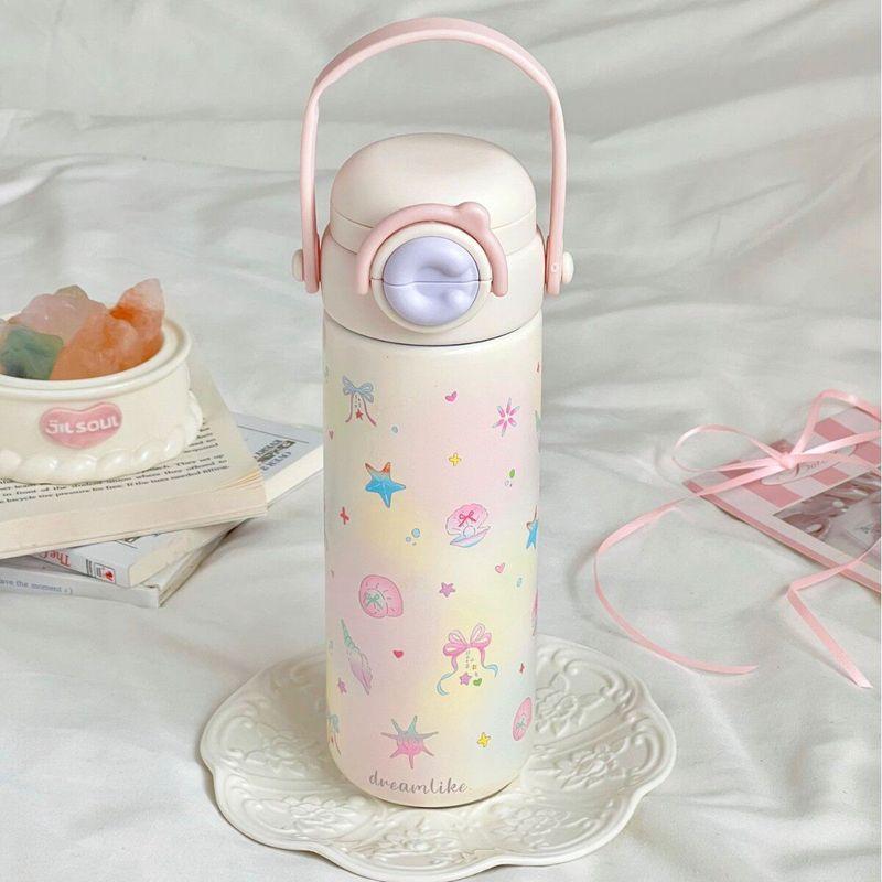 Cute Large-Capacity Thermos Cup for Girls, High-Looking New Style 316 Stainless Steel Water Cup with Straw and Handle