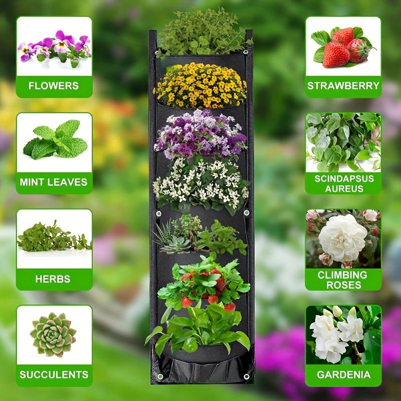 7-neck Wall Mounted Flowerpot Planting Bag with Plant Support Accessories, Suitable for Indoor and Outdoor Balconies, Courtyards