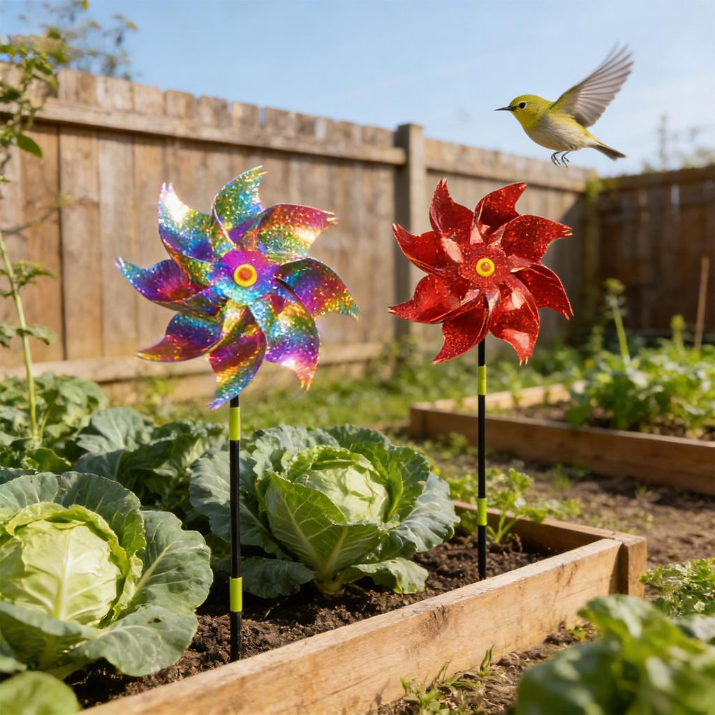 2pcs Bird- Windmill — -Reflective Children's Toy & Outdoor Bird Deterrent For Balconies And Gardens (7- Windmill)
