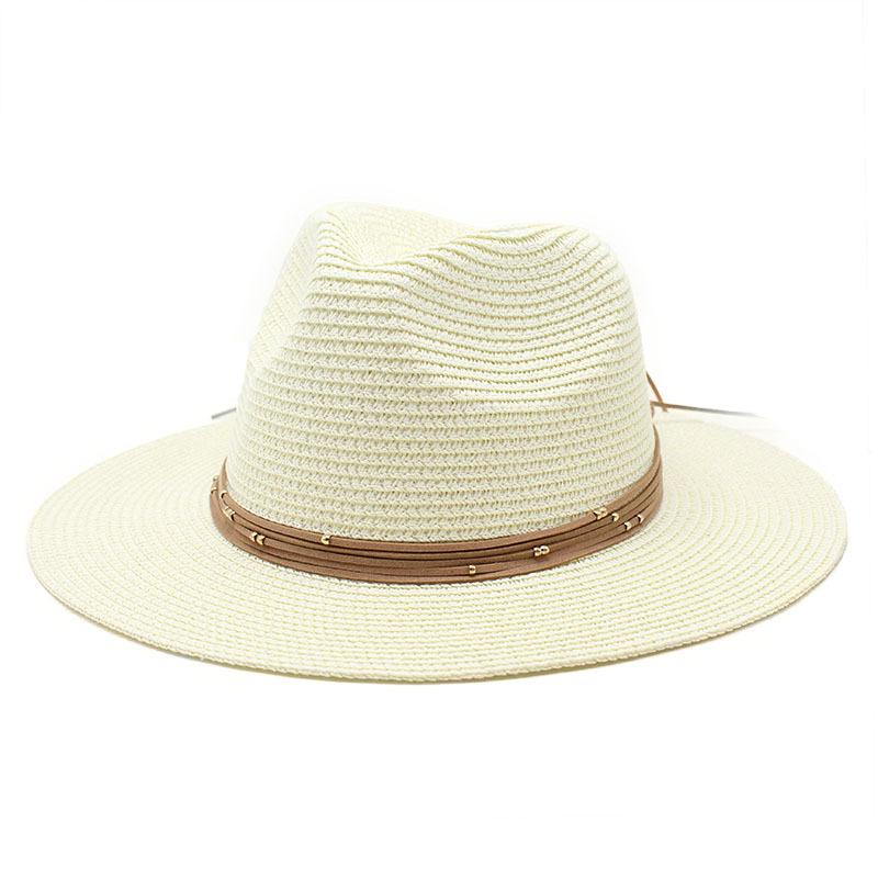 Barnabas Jazz Hat Women'S Fashion Belt Buckle Sunscreen Shade Straw Hat