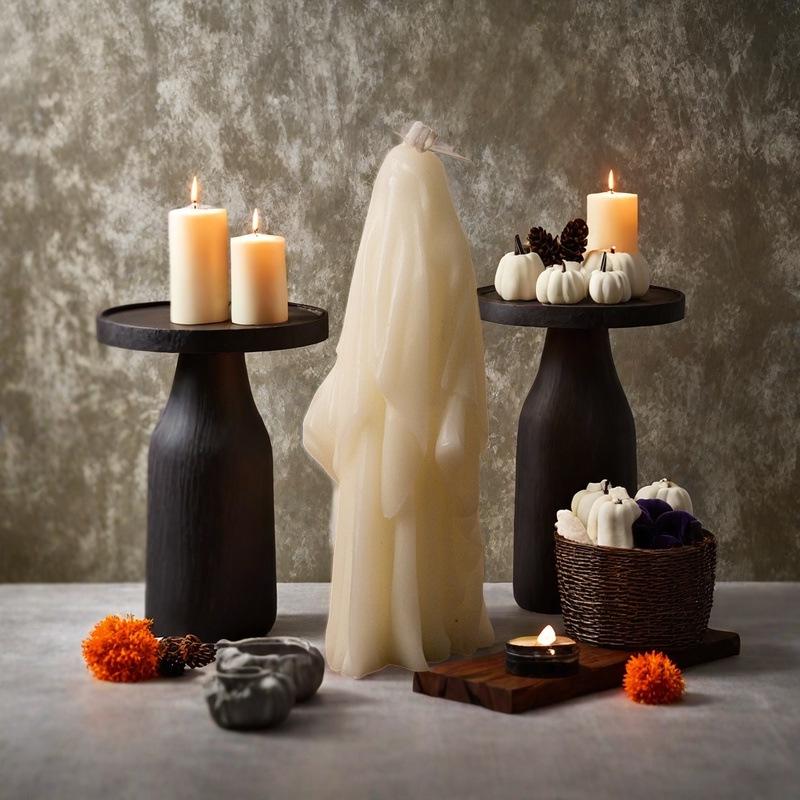 Creative Halloween Skull Ornaments & Scented Candles - Festive Ghostly Gifts