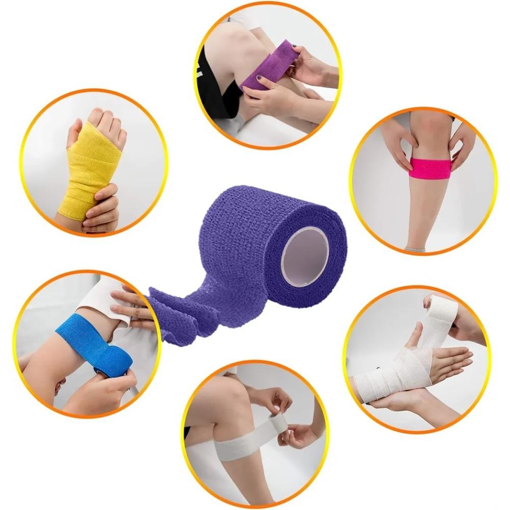 12 Pack Self Adhesive Bandage Wrap, Stretch Self Adherent Tape for Sports, Finger, Wrist, Ankle, Cohesive Bandages(1 Inch x 5 Yards/Roll)