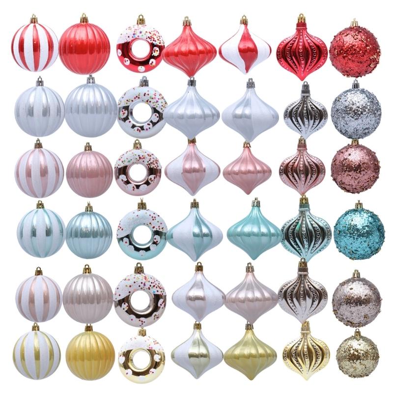 8PCS Colorful Christmas Tree Decorations With Unique Artwork Durable Plastic Ornament For Indoors Outdoor Use
