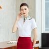 Women's V-Neck Short Sleeve Professional Work Shirt