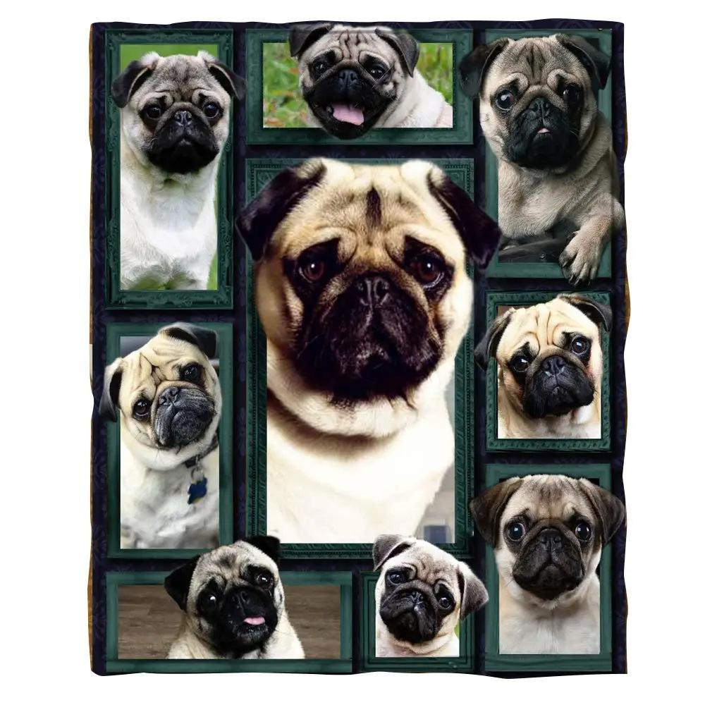 Pug flannel blanket super soft blanket suitable for sofa sheets bedspreads direct supply