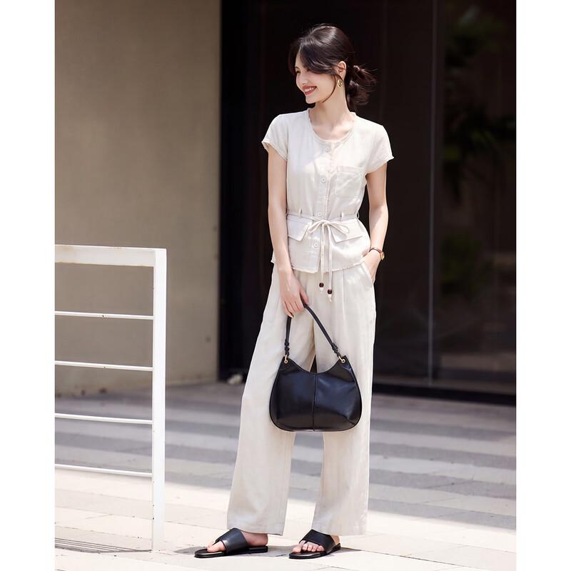 TERRE BLEUE Women's Linen Blend Two-Piece Set