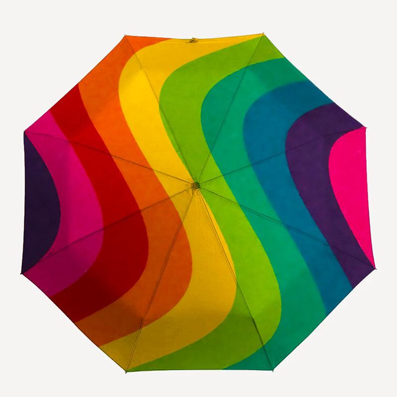 

1pc Rainbow Waves Automatic Open/close Folding Umbrella, Compact Portable Travel Umbrella,Durable Construction yy250814143