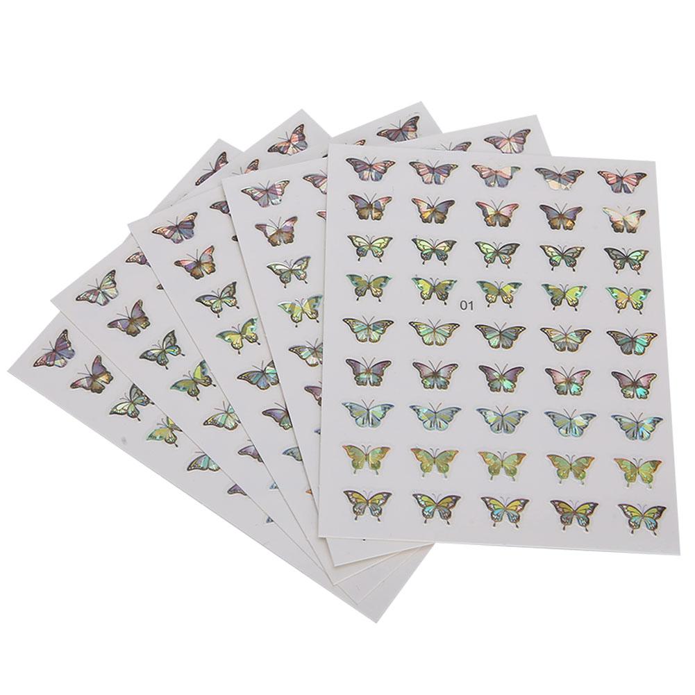 5pcs Butterflies Pattern Nail Art Sticker Fashionable Nail DIY Decal Manicure Tool