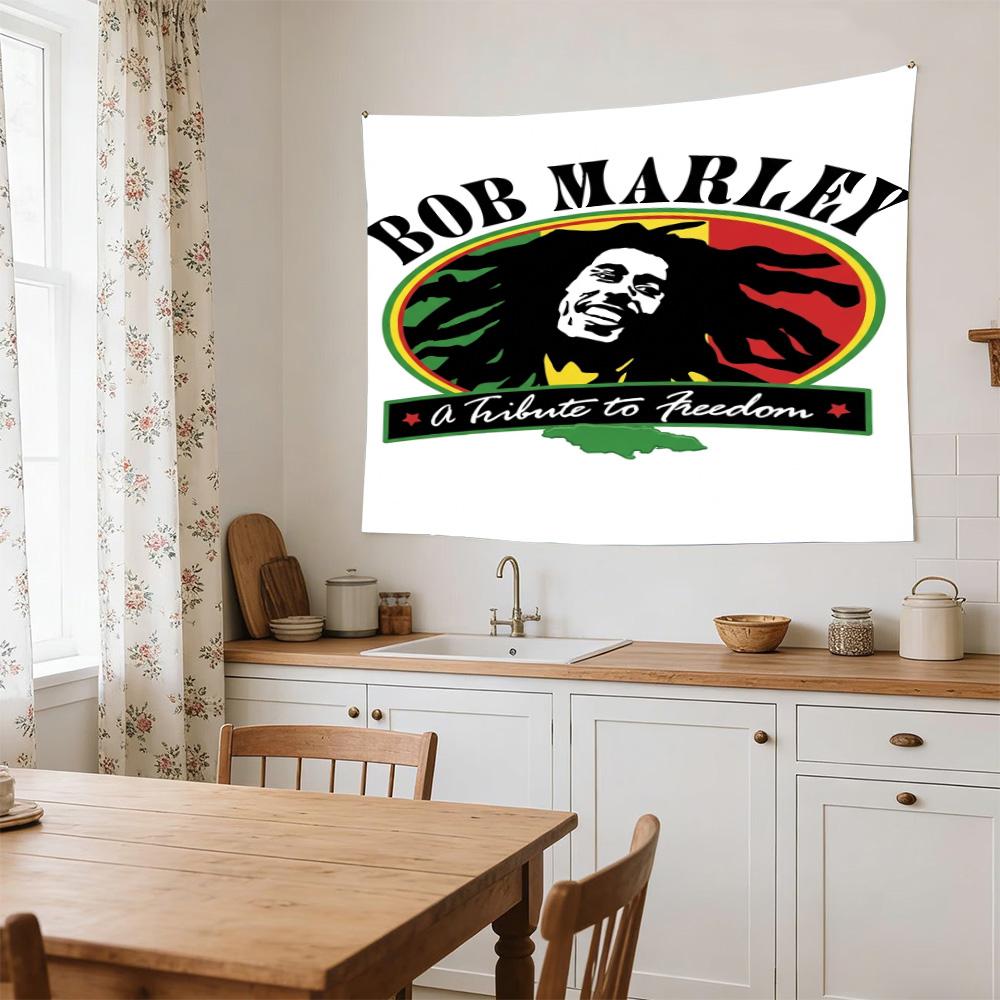 Bob Marley Reggae Tribute Freedom Polyester Wall Hanging Tapestry, Aesthetic Home Decor for Bedroom Dorm Photo Backdrop