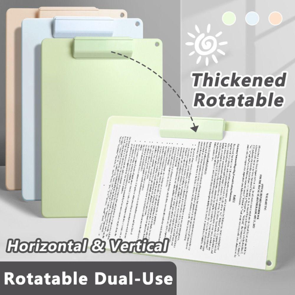 Durable PP A4 Clipboard Dual-Use Rotatable File Folder Portable Document Holder School Office