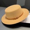 British Retro Flat-top Woolen Top Hat Women's Spring and Autumn Elegant Wide-brimmed White Jazz Hat Versatile Flat-brimmed Hat Men