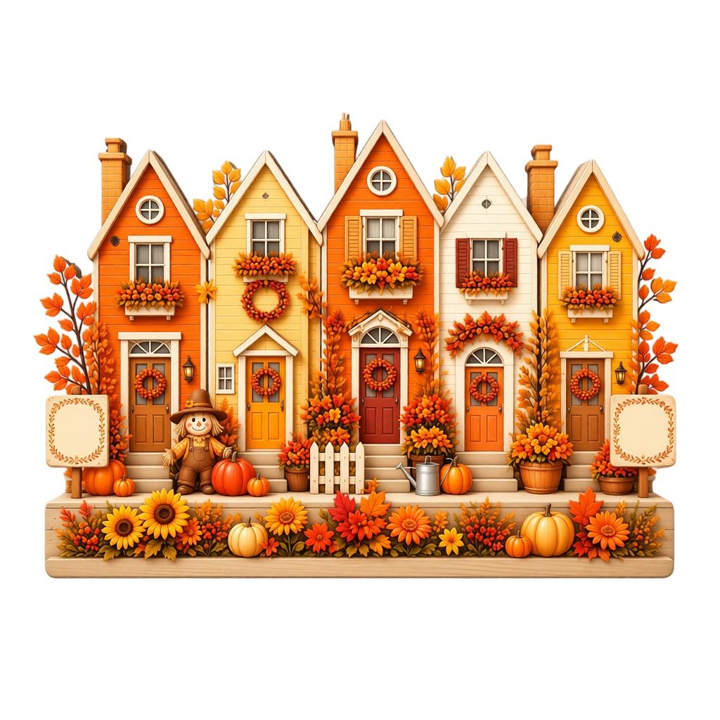 Christmas Wooden House and Garden Shaped Hanging Ornaments for Christmas Tree Decorations and Holiday Gifts