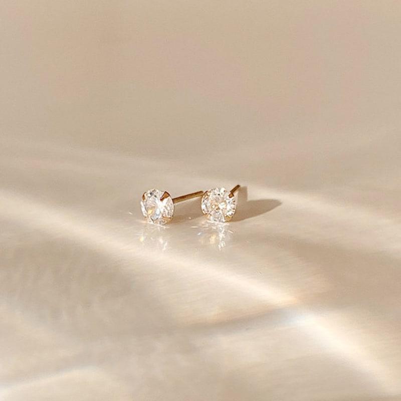 Taupe 14k gold round cubic earrings - 2mm, 3mm, 4mm cubic earrings