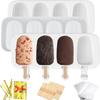 Large Silicone Popsicle Molds Set,4 Cavities Oval Cake Pop&Ice Cream Bar Molds,Homemade Ice Making Kit With Wooden Sticks