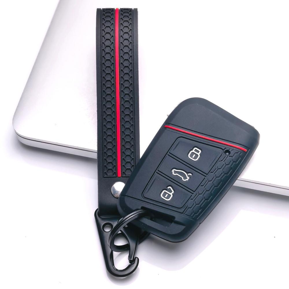 Key Fob Cover for Volkswagen Golf Tiguan Passat Octavia A7 MK7 MK2 B8 with Keychain Anti-Scratch Guard Shockproof Protection Soft Grip Texture