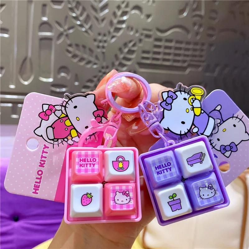 Cartoon 2026@ Sanrio Pendant Kawaii Japanese Hello Kitty Healing and Decompression Four Panel Button Keychain Backpack Pendant