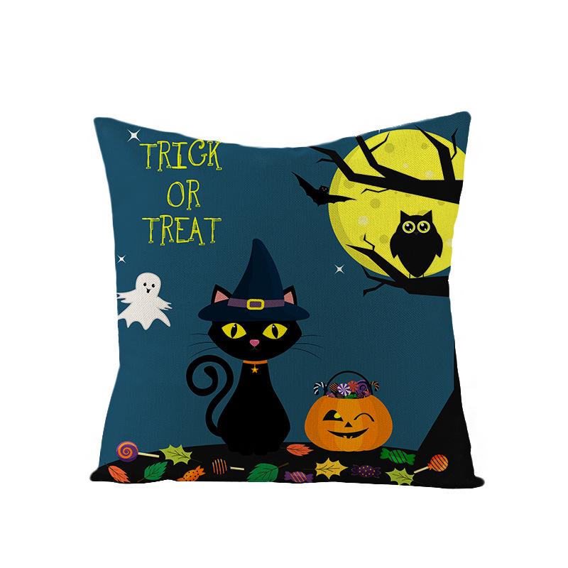 Halloween Pillowcase New Pumpkin Black Cat Series Sofa Cushion Waist Pillowcase Home