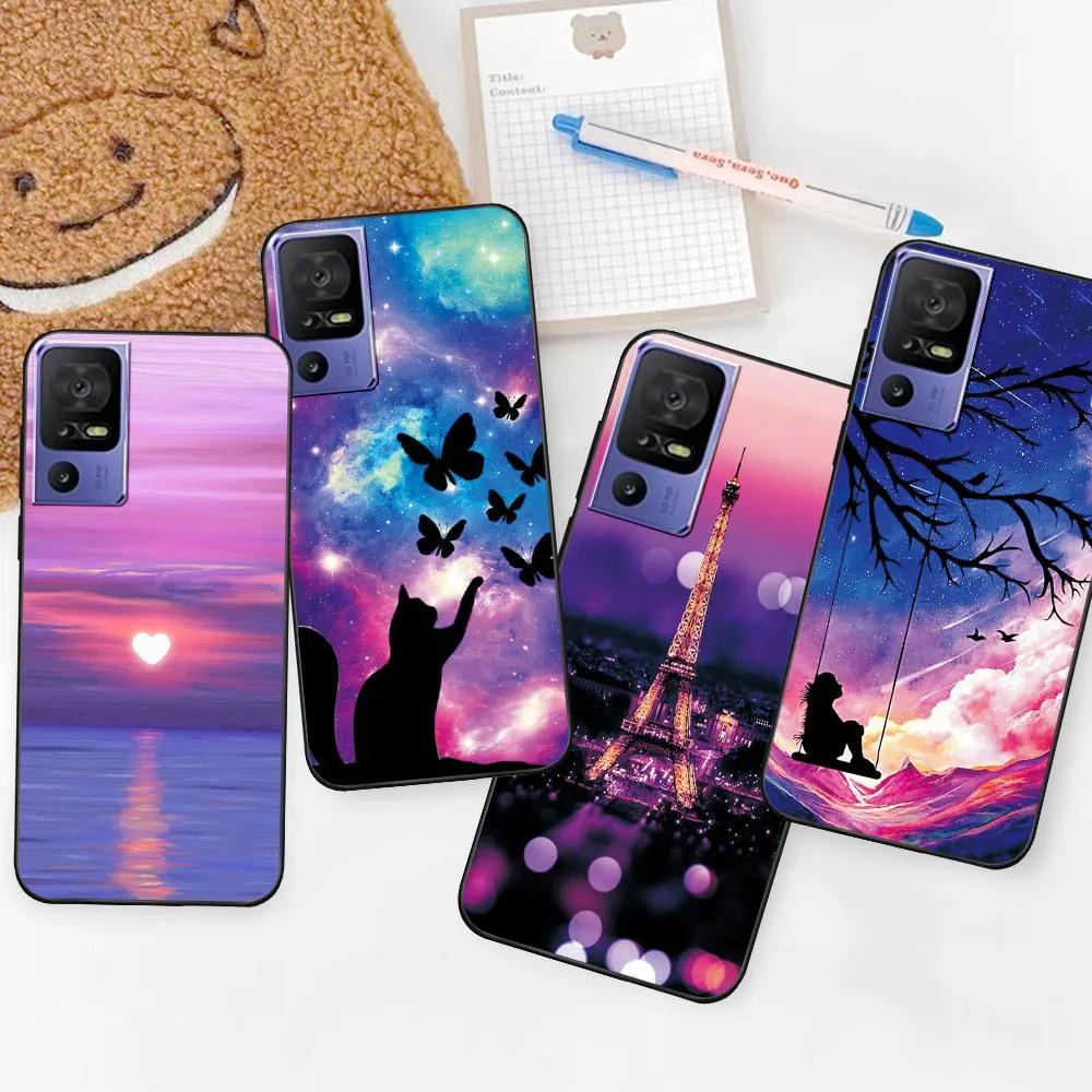 Case For TCL 40 SE Coque TPU Soft Silicone Fashion Phone Funda For TCL 40 SE Back Cover Floral Case Luxury Capa Marble Bumper