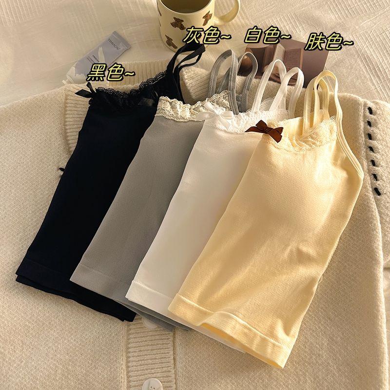 Camisole Vest Summer Cute Niche Design Sense Outer Wear Slimming Chest Pad Slim Sleeveless Metal Free Underwear