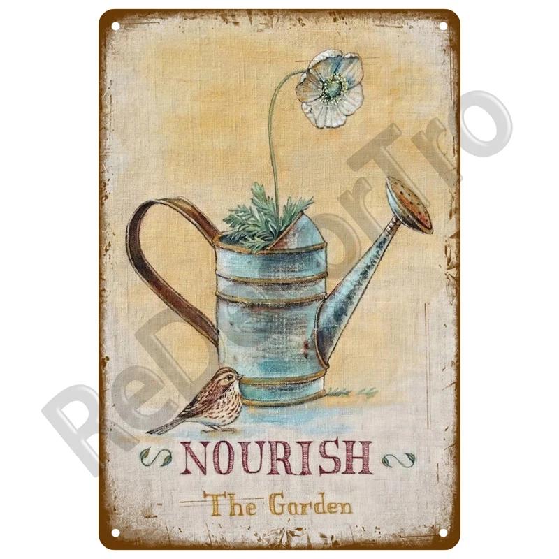 Metal Sign Wall Decor For Cafe Home Garden Farm Beach Hut Outdoor Vintage Tin Sign Flowers Birds Car Metal Plaque Welcome Poster