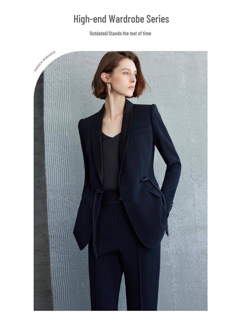 Elegant Spring & Autumn Chinese Buckle Suit Set for Women with Micro Flare Pants