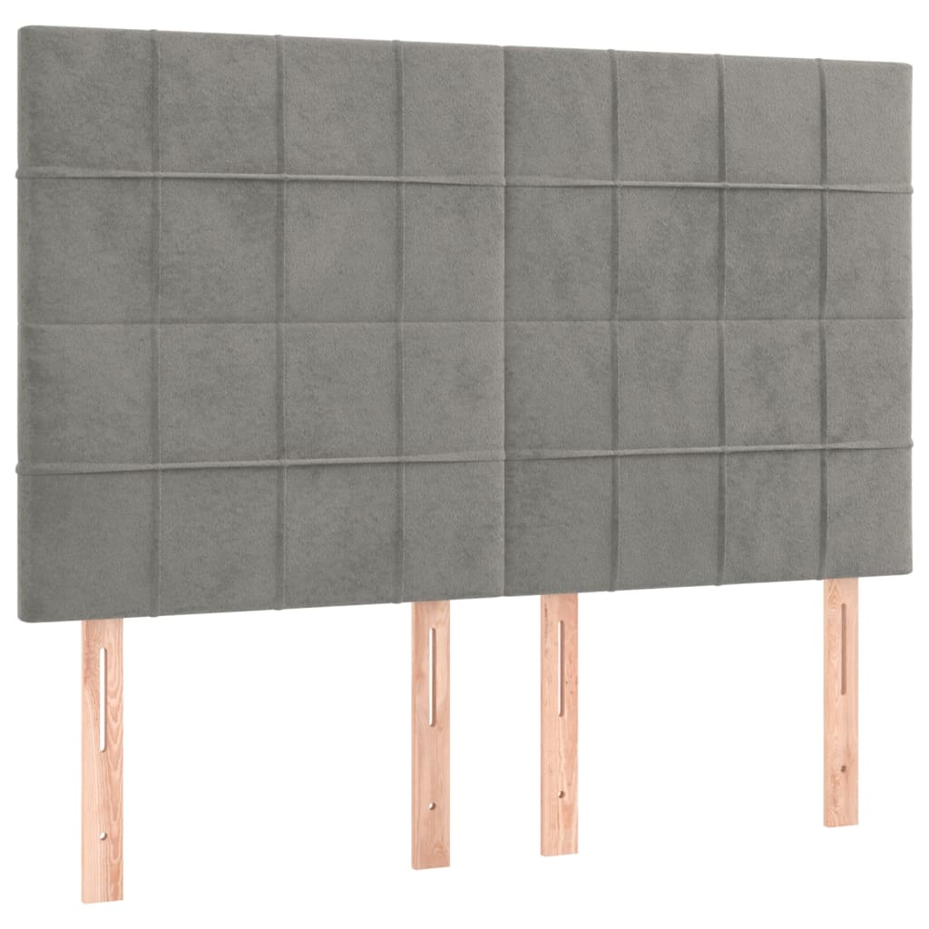 Vidaxl Letto Continentale Con Materasso, Grigio Chiaro, 140X190Cm, Velluto
