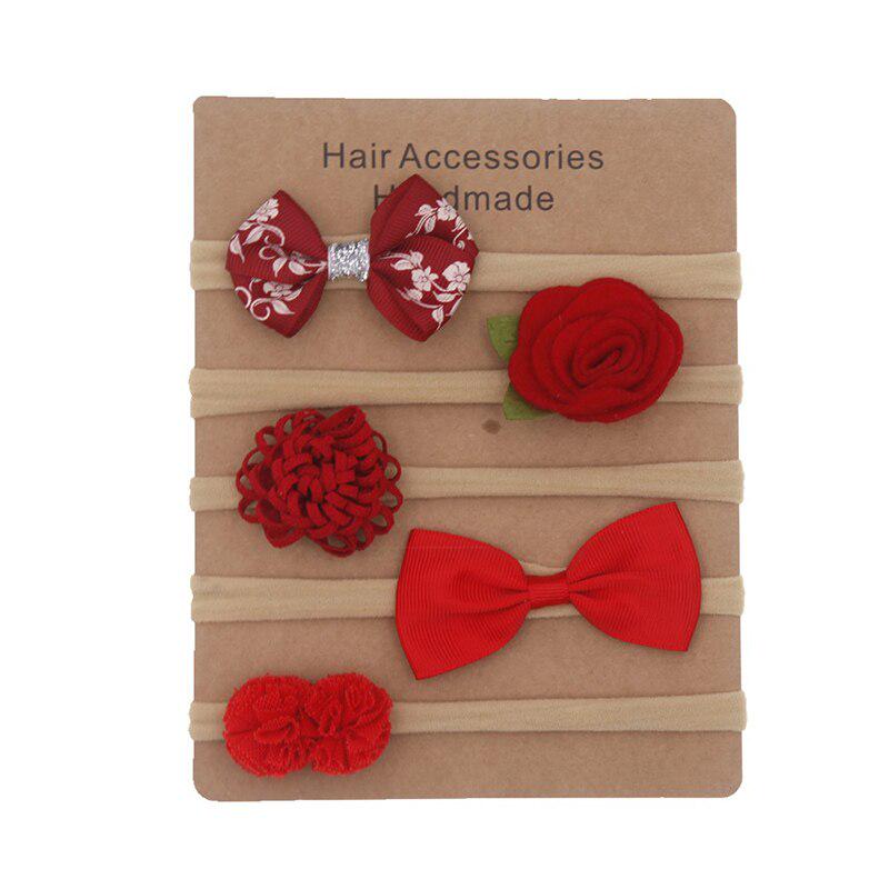 5 sztuk/zestaw Kwiatowe kokardki Opaska dla dzieci Nylon Miękka opaska do włosów dla dziewczynek Akcesoria do włosów dla dzieci Turban