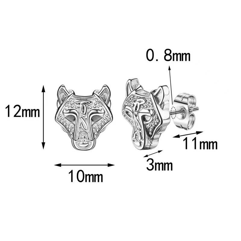 1 Pair Gothic Viking Rune Stud Earrings For Women/Men Stainless Steel Cubic Zirconia Rock Punk Piercing Jewelry