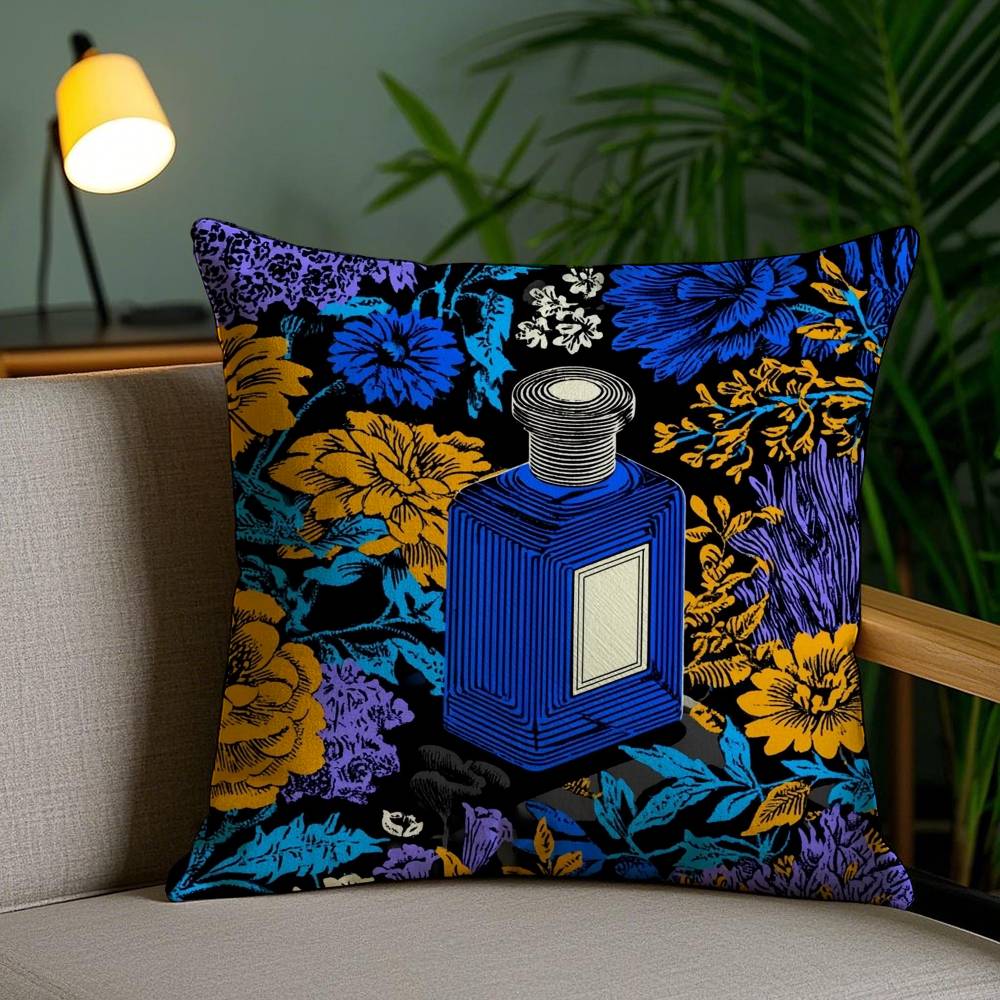 Luxury Perfume Illustration Pillow Case Office Sofa Dorm Chair Back Short Plush Double-sided Printing Home Cushion Cover